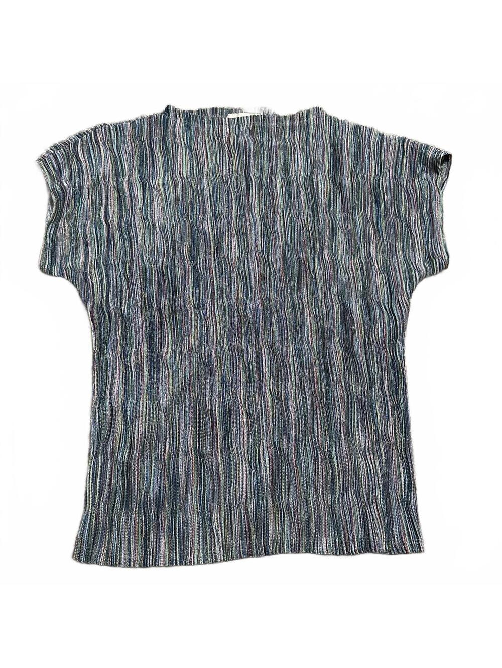 y2k Micromesh Casual Women's Short Sleeve Metallic Shirt Size L